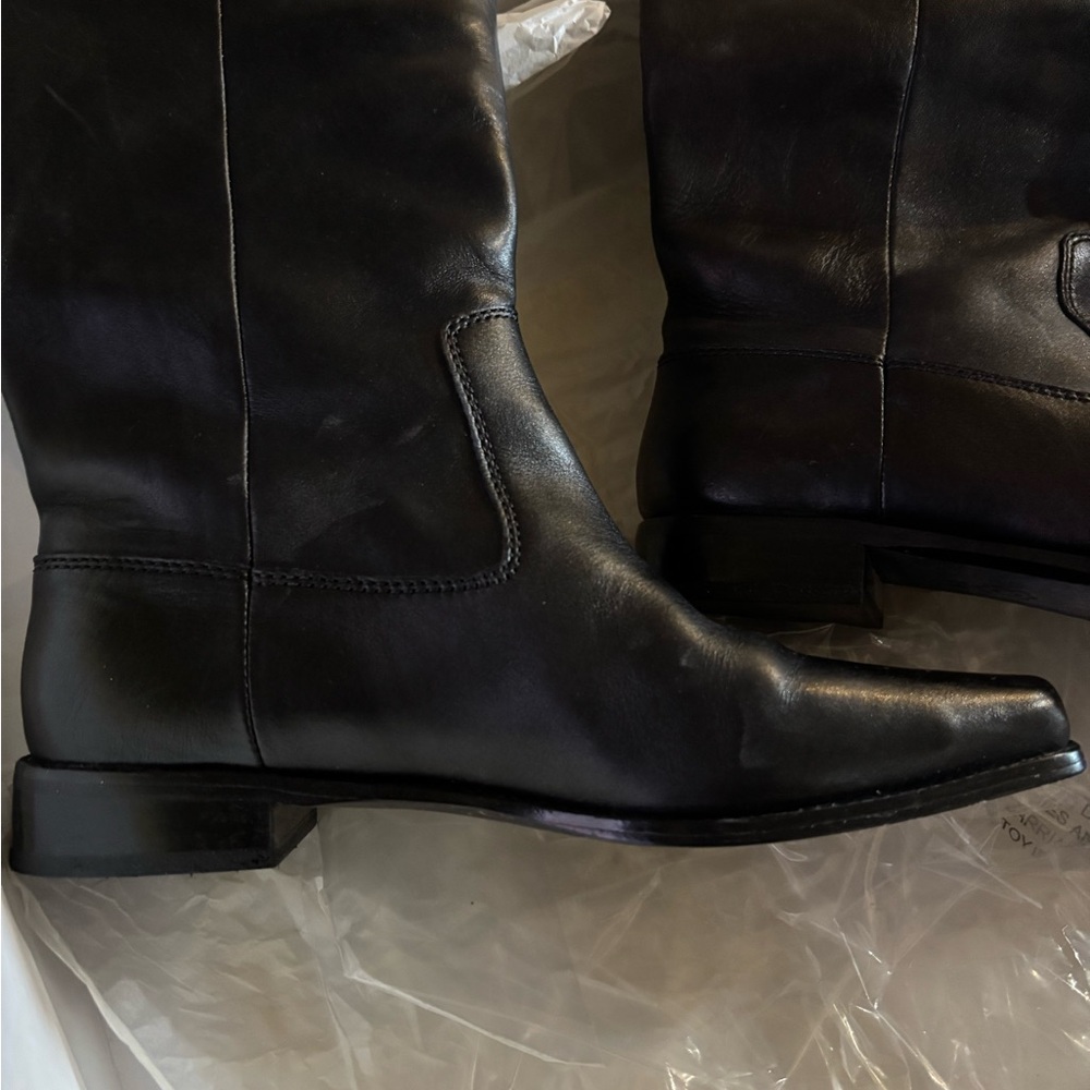Michael Kors Dark Leather Heeled Boots - Picture 2 of 5